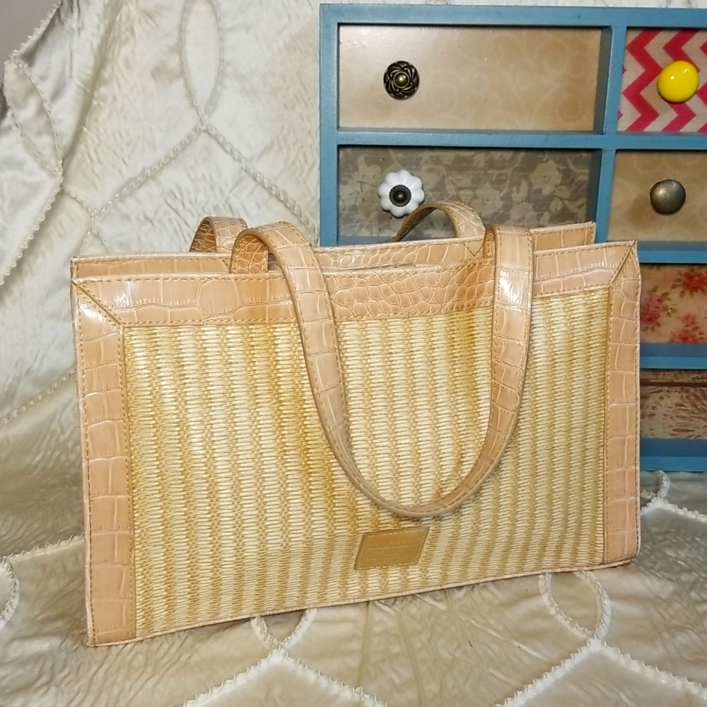 Woven and faux Crocodile  Large Womens Handbag.